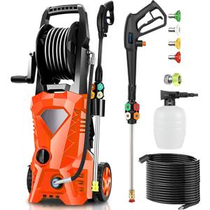 Electric Pressure Washer 5000 PSI 2.8 GPM High Power Washer with 4 Pressure Nozzle and Foam Cannon, powerwashers for Home, Car Washing, Fence Cleaning, Patio, Orange