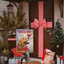 Selmad Welcome Winter Golden Retriever Dog Decorative Burlap Garden Flag, Puppy Cardinal Pet Home Yard Small Outdoor Decor, Christmas Snowy Outside Decoration Double Sided 12 x 18