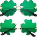 Hycredi St. Patricks Day Irish Shamrock Sunglasses Green Four Leaf Clover Leprechaun Costume Glasses