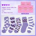 5 x Ithmahco Mothers Day Fuzzy Slipper Socks Gifts for Women Mom, 5 Pairs Fluffy Socks & Gift Card for Sisters Friends Her (Purple)