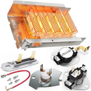 [UPGRADED] 279838 Dryer Heating Element for Whirlpool Kenmore Maytag Amana Roper, Dryer Heating Element Parts Include Dryer Thermostat Thermal Fuse, Replaces 2406026 3403585 w10724237