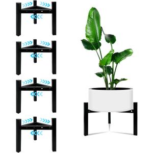 4 Pcs Mini 3Legs Adjustable Metal Plant Stand for 5"-10" Plant Pot  Indoor & Outdoor (Black, 4 Pcs)