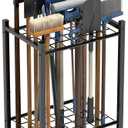 Garden Tool Organizer, Yard Tool Tower Rack for Garage Organization and Storage, Up to 35 Long-Handled Tools/Rakes/Brooms, Heavy Duty Steel Garden Tool Stand for Shed, Outdoor, Black