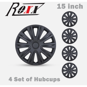 4 Pack 15" Wheel Rims Cover Snap On Black Matte Hub Caps Fit R15 Tire+Steel Rim