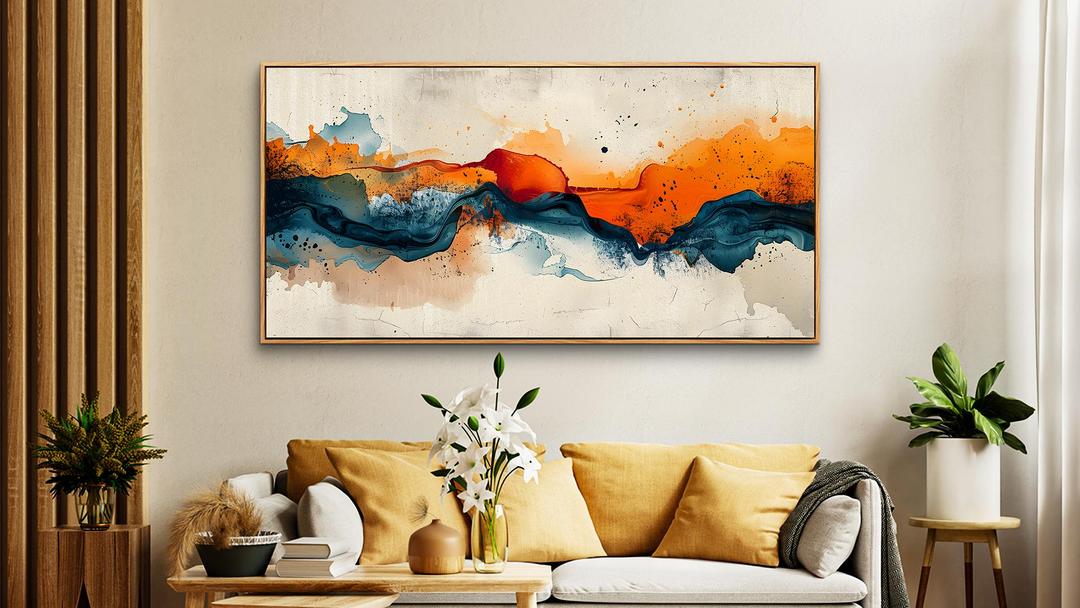 Wapluam Abstract Wall Art For Living Room Office Wall Pictures Artworks Modern Minimalism Home Decorations Bedroom Wall Decor Posters Blue Abstract Watercolor Paintings Canvas Decoration (60"L x 30"W)