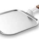 WAGENSTEIGER Stainless Steel Square Griddle Pan/Plate with Wooden Handle, 3-Ply Construction with Aluminum Core for Home & Outdoor Extra Large Flat Cooking Tray, All cooktops
