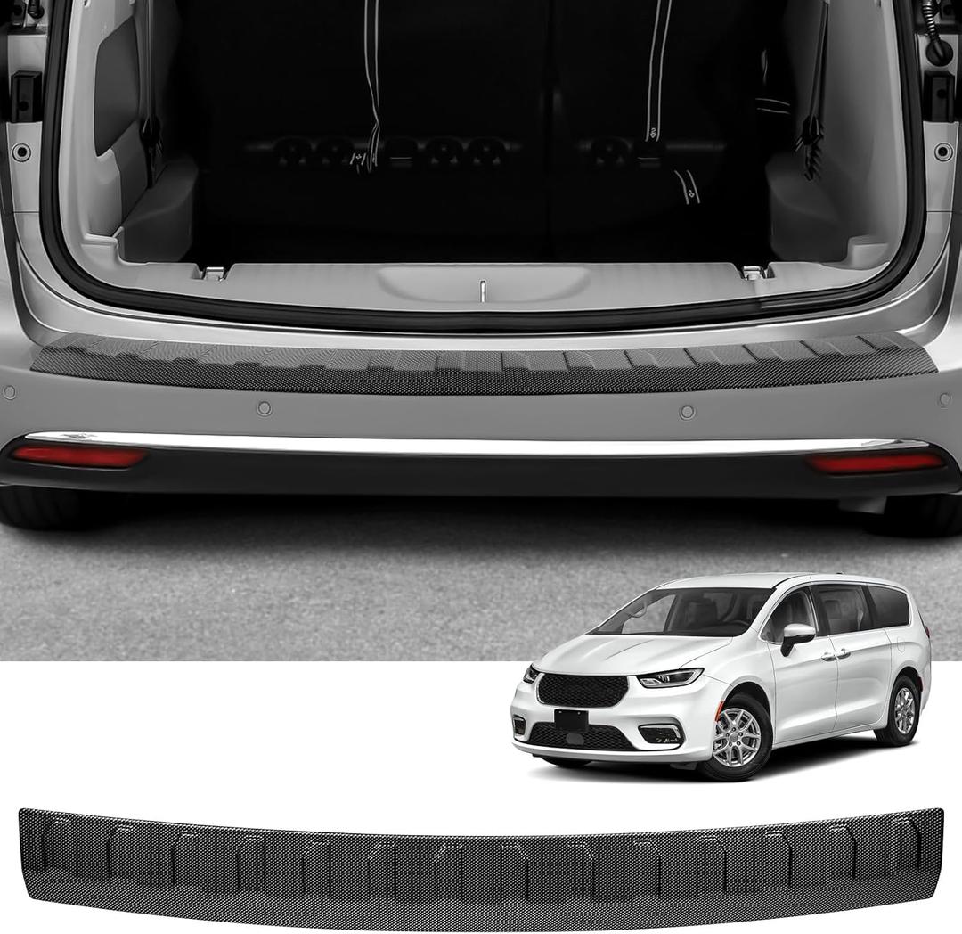 YOJOJOCO Rear Bumper Protector Compatible with Chrysler Pacifica 2017-2025 Accessories Carbon Fiber Texture ABS Material Rear Bumper Guard Trunk Sill Protector (Exterior)