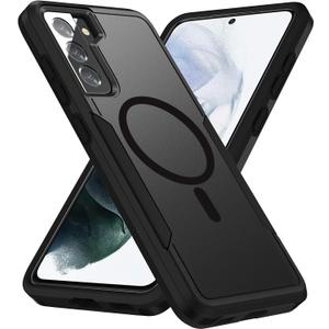 for Samsung Galaxy S21 FE 5G Case,[Compatible with Magsafe] [Military Grade Drop Tested] Shockproof Magnetic Tough Rugged Protective Phone Case -6.4 inch (Black)