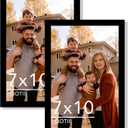 2 Packs 7x10 Picture Frame Black, Engineered Wood 7 x 10 Photo Frame, 7 by 10 Photo Poster Frame for Wall Hanging and Tabletop Set of 2, Black
