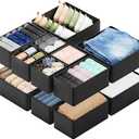 SpaceAid Drawer Organizer Clothes, 12 Pack Dresser Organizer Bins for Nursery, Closet Organization and Storage Dividers for Clothing, Baby Clothes, Underwears, Socks (Black)