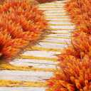 Geegoods 24 Bundles Artificial Fall Flowers Outdoor  Faux Lavender Flowers with Monkey Grass UV Resistant Plastic Faux Plants for Garden Porch Patio Home Decor, Autumn-red Color