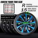 Hubcap Wheel Cover Replacement R15 Hub Caps Universal-Fit Steel Wheel Rim Cover ABS Material Exterior Accessories for Car Truck SUV Van -Set of 415-inchBlue-Black