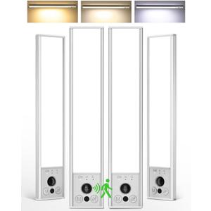 EZVALO 4-Pack Under Cabinet Lights, 2300mAh Rechargeable Motion Sensor Light Indoor, Wireless Closet Lights Battery Operated, with 3 Color Temps, Dimmable, Magnetic, for Kitchen, Stair, Pantry (8 Inch) (White)