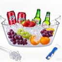 6L Ice Bucket with 1pc Scoops and 1 Wine Beer BottleOpener,Large Clear Acrylic Ice Bucket for for Wine Champagne Mimosa Cocktail Bar Picnic Fruit Storage Basket (1PC 6L)