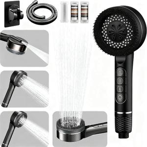 Filtered Shower Head with Handheld, High Pressure 3 Spray Showerhead with Filters & Upgraded Anti-clog Nozzles for Hard Water -Remove Chlorine, Reduce Dry Itchy Skin -ON/OFF Switch for Pet BathBlack