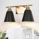Black and Gold Vanity Light, 3 Light Bathroom Vanity Light Over Mirror with Metal Shade, 23 Inch Large Vanity Lights for Bathroom Modern Wall Sconce Lighting, BD015-3-BK