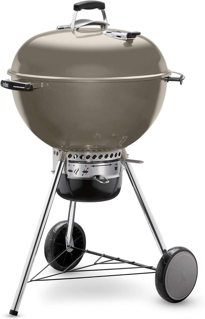 Weber Master-Touch Charcoal Grill, 22-Inch, Smoke Premium Outdoor BBQ Grill with Tuck-Away Lid Holder & OneTouch Cleaning System, PorcelainEnameled Kettle