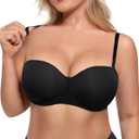 Shapellx Women's Minimizer Bra Strapless Convertible Underwear with Underwire Full Coverage Push Up Bras (Black,34DD)