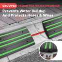 Pyle 2 Ft. Rubber Threshold Curb Ramp Set, Green Reflective Strip for Driveways, Non-Slip Marine Grade Rubber, Pack of 2 Heavy Duty Car Ramps for Trucks, RVs, Forklifts, 24.0x 16.0 x 2.6 Inches