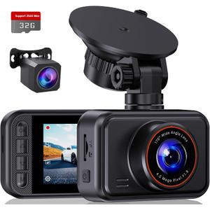 Dash Cam Front and Rear, 2.5K Dual Dash Camera for Cars, 2560P Mini Car Camera, 2 inch IPS Screen, 32GB Card Included, WDR Night Vision, 24 Hours Parking Monitor, G-Sensor, Support 256 GB MaxAmazon's Choice