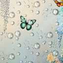 Floral Butterfly Shower Curtain Rustic Purple Weeping Wisteria Blossom Watercolor Flower Green Leaves Spring Garden Nature Scenery Bathroom Decor Polyester Curtains with Hooks,70Wx70L