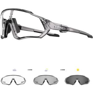 KAPVOE Photochromic Cycling Glasses Men Women Mountain Bike Sunglasses Clear MTB Bicycle Riding - K9408 (60-photochromic Dark Gray)