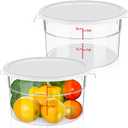 Ziliny 2 Pcs Dough Proofing Bucket with Lid, Round Food Storage Container 2 Qt Dough Bucket Clear Translucent Containers with Red Scale(White)