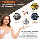 (5Pcs) W11239985 Gas Stove Knobs Replacements Compatible with Whirlpool WFG525S0HZ1 WFG550S0HZ1 WFG525S0HZ0 WFG525S0JV0 WFG535S0JV1, Range Oven Knob Replace Part PD00061875 AP6333411 W10850015