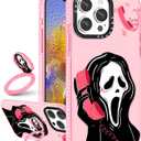 (2in1 for iPhone 14 Pro Case Cute Skeleton Skull for Women Girls Kawaii Girly Phone Cases Funny Cool Gothic Unique Design Soft TPU Bumper Cover+Ring Holder for 14Pro 6.1"