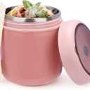 Juome 16oz Kids Thermo for Hot Food - Insulated Vacuum Food Jar Container, Wide Mouth Stainless Steel Soup Thermo Lunch Box for Kids with Spoon, Leakproof (Pink)
