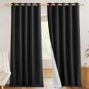 NICETOWN Black Out Linen Curtains, Complete Blackout Shades for Large Window Door, 100% Blackout Window Curtain Panels with White Lined, 62 inches Width Each Panel, 108 inches Length, 2 Pieces