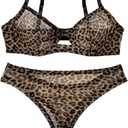 Lilosy Sexy Mesh Sheer Underwire Push Up Lingerie Set Lingerie Set (Black, S)