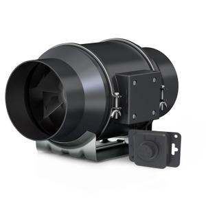 Toolazy Quiet 6" Inline Duct Fan 405 CFM Ventilation Exhaust Fan EC Motor and External 0-100% Variable Speed Controller for Heating Cooling Booster, Grow Tents, Hydroponics