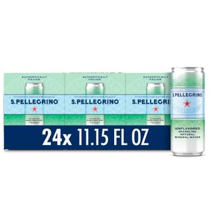 S.Pellegrino Sparkling Natural Mineral Water, Unflavored, 11.15 Fl. Oz (Pack of 24) (EXP 10/31/27)