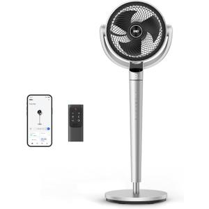 Dreo Smart Fan for Bedroom, 110ft Pedestal Fan with DC Motor, 150+120 Omni-Directional Oscillation, Quiet Floor Fan with Smart Control, 9 Speeds, 6 Modes, 43'' Inches, 12H Timer, Wi-Fi/Voice/Alexa (Silver)
