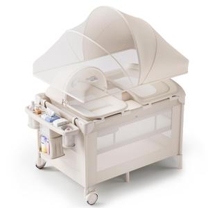 Obee Odee 4-in-1 Baby Bassinet with Playard, Napper Bassinet, Changing Table, Mosquito Net & Canopy, Storage and Toys for Newborn to Toddler