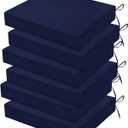 Outdoor Chair Cushions Set of 6, 18.5 x 16 Inch Patio Chair Cushions for Outdoor Furniture, Water Resistant Outdoor Patio Chair Cushions with Non-Slip Ties(Navy Blue) (18.5x16x3|6 Pack, 1 - Navy Blue)
