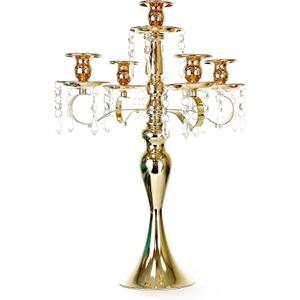Allgala Candlestick 19" 5-Arm Gold Plated Taper Candle Holder Candlestick Candelabra for Home and Party Decoration Banquet Wedding Formal Dining