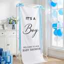 Oudain 24x60 Inch It's a Boy Burlap Banner, Baby Shower Fabric Backdrop with Pink Ribbons and Hooks, Rustic Boho Photo Props Sign for Gender Reveal Party Wall Hanging Indoor Outdoor Decoration