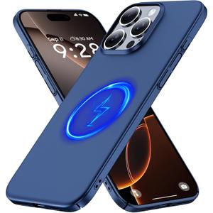 Magnetic Ultra Thin Frosted Designed for iPhone 16 Pro Max Phone Case 6.9 inch(2024) Slim Minimalist Lightweight Matte Hard PC Compatible with Magsafe Cover Protective Bumper Case-Navy Blue