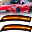 NJSBYL Amber LED GR86 Side Marker Lights Assembly for 2022 2023 Toyota GR86 Subaru BRZ Left Driver Right Passenger Side Bumper Marker Light Turn Signal Lamps Smoked Lens OEM# 84411CC000 SU00309624