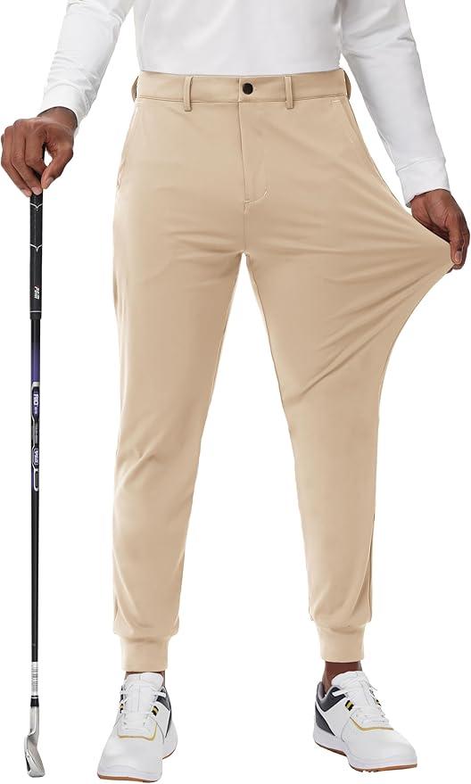 MIVEI Men's Golf Joggers Pants Belt Loops Slim Fit Stretchy Sweatpants Work Travel Dress Casual Tapered Pants Quick Dry UPF50, M