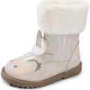 Fupoia Girls Winter Boots Unicorn Snow Boots for Toddler Girls Side Zipper (Light Pink) size 10 