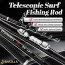 OXMAN Telescopic Surf Fishing Rod 11'8'' Long Shot Portable Travel Inshore Pole 27T High Carbon Fiber Lightweight Stainless Steel Guides Bass Salmon Trout Rod, 3.6m 3.9m 4.2m 4.6m 5m