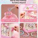 STACTCUTE Bracelet Maker Machine for Girls 6-12, Mess-Free DIY Charm Jewelry Making Kit with 800+ Beads and Mechanical Spinner, No Battery Bead Stringing Toy, Easter Bunny Gifts for Kids 6 7 8 (Pink)