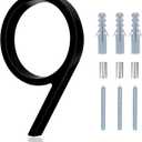 House Numbers For Outside - 5 Inch Modern Floating Address Numbers For Houses Rust Proof Zinc Alloy Easy To Install, High Gloss Black Number 9
