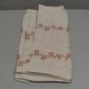 jinchan Katy Linen Floral Kitchen Curtains 30 Inches Length Stripe Cafe Curtains Farmhouse Cottagecore Tier Small Window Drapes for Living Room Light Filtering Rod Pocket 2 Panels Terracotta on Linen