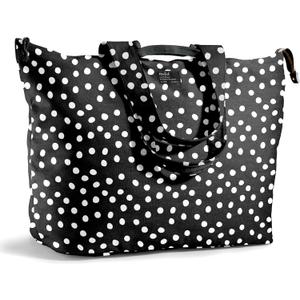 Fit & Fresh Large Beach Bag for Women - Extra Large Travel Tote With Pockets, B&W Dot