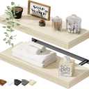 QEEIG Bathroom Floating Shelves for Wall - 15.7" Wall Mounted Shelf Over Toilet Farmhouse Home Decor Display Bookshelf Small 15.7 x 6.7 inch Set of 2, Natural (008-40N)