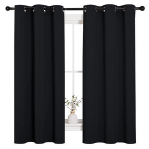 NICETOWN Pitch Black Solid Thermal Insulated Grommet Blackout Curtains/Drapes for Bedroom Window (2 Panels, 42 inches Wide by 63 inches Long, Black) Pack Of 2